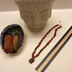 UNAKITE+ RED CORAL healing stones necklace